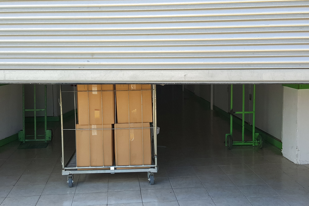 A Cart With Boxes In Storage